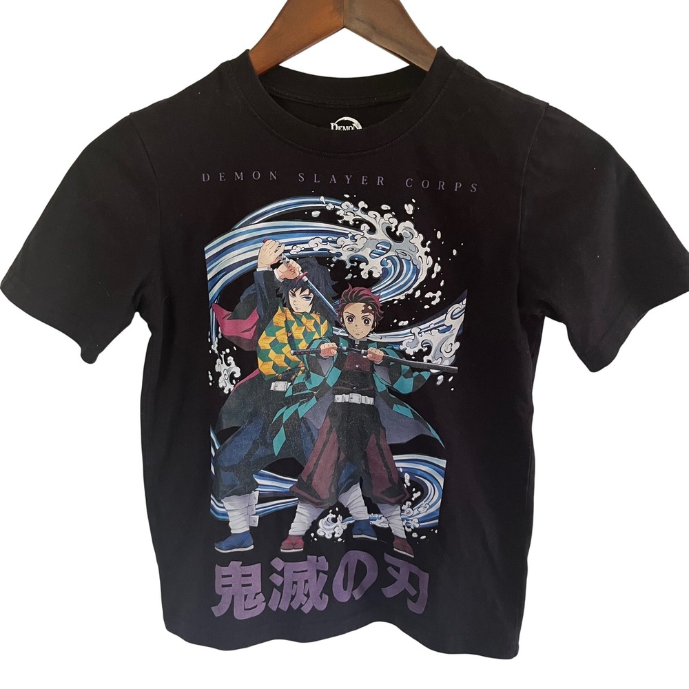 Demon Slayer Tanjiro Giyu Graphic T-Shirt Boys Size 8 Aniplex Anime Tee - 083